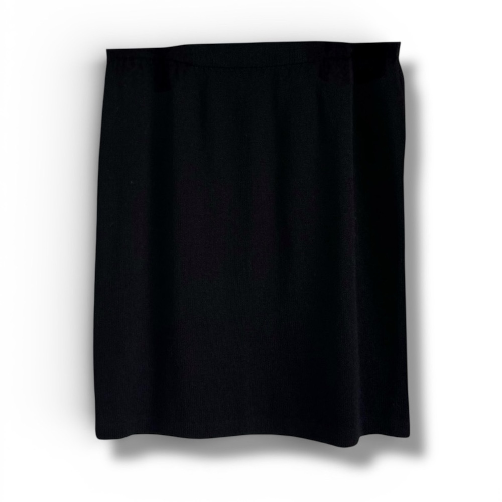 ST JOHN BASICS Marie Gray Black Santana Knit Pencil Skirt Classic Wool Blend 10 - Picture 3 of 4